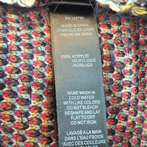 Southwestern Tribal Eyelash Sweater Hooded Cardigan Long Line MaxSport weighty L - Picture 16 of 16